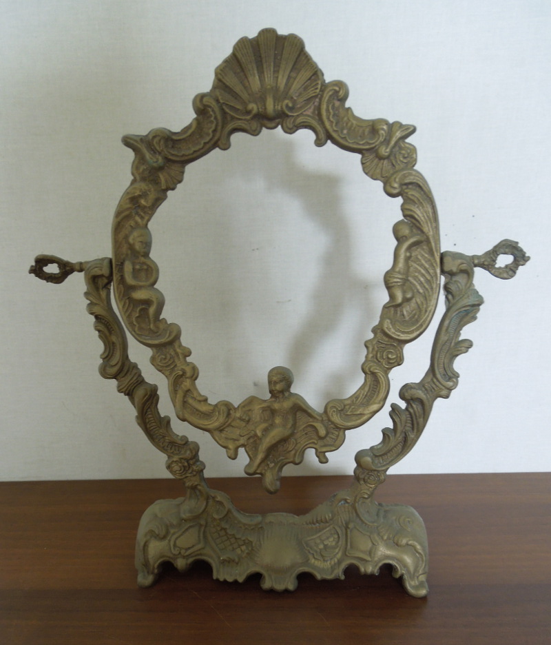 Cornice per specchio girevole in ottone antica